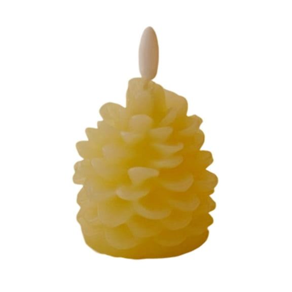 Pine Cone Candle Flameless with LED Flickering Light, Battery Operated Candle for New Year Celebration Holiday Decorations 3.74 x 2.17 Inches for Home Party Decoration Christmas Gift, Autumn Table