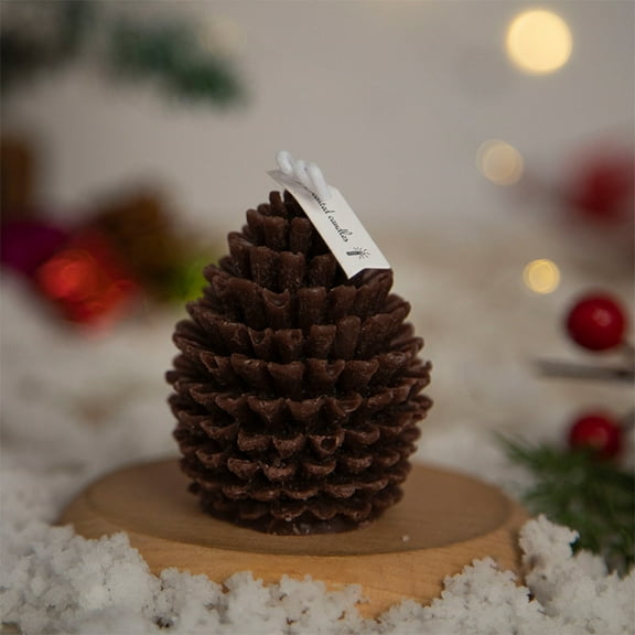 Pine Cone Candles,Unscented Real Wax Flat Wick Flickering Pinecone Candles Christmas Home Holiday Decoration