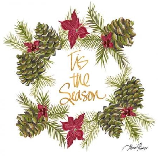 Pine Cone Christmas Wreath I Canvas Art - Gina Ritter (24X24)