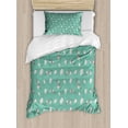 thumbnail image 1 of Pine Cone Duvet Cover Set Twin Size, Forest Spruce Tree Fir Conifers on Pastel Retro Striped Backdrop Hand Drawn, Decorative 2 Piece Bedding Set with 1 Pillow Sham, White Sea Green, by Ambesonne, 1 of 3