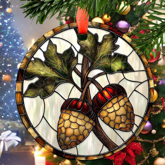 Pine Cone Maple Christmas Ornament, Ceramic/Acrylic Ornament, Special Keepsake for Mother, Valentine Ornament Gift, Seasonal Festival Keepsake, Treasured Memory 2025