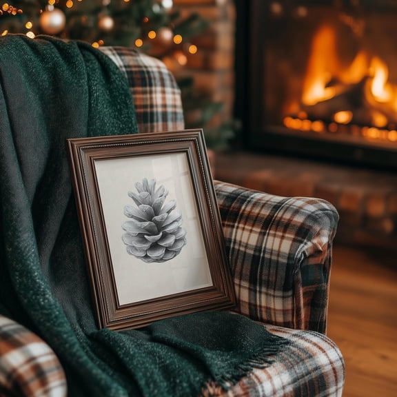 Pine Cone Pencil Sketch Print, Minimalist Autumn Wall Art Unframed Paper Print