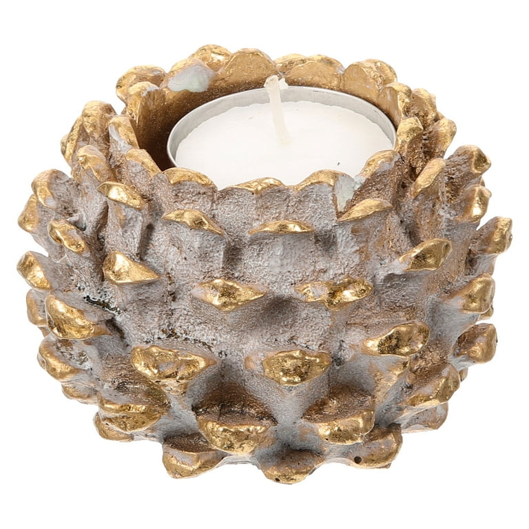 Pine Cone Shaped Candle Holder Decorative Resin Craft Candle Cup Christmas Candle  Holder for Table Decor 
