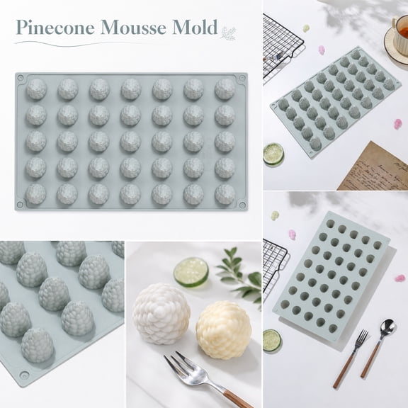 Pine Cone Shaped Mousse Baking Mold, Silicone Chocolate Molds, Grade Silicone, Silicone Molds for Baking, 35 Cavity 12X7X1 Inch Pine Cone Chocolate Mold with Easy Demolding, Quick