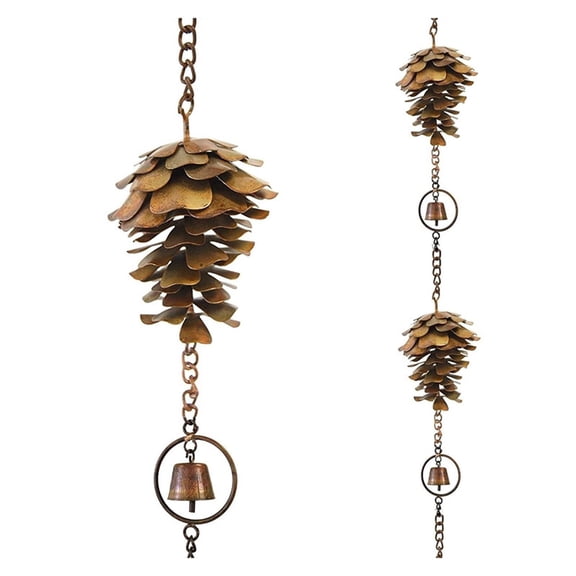 Pine Cone Shaped Rain Chain, Pine Cone Decorative Hanging Chain, Metal Iron Bells