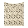 thumbnail image 1 of Pine Cone Soft Flannel Fleece Blanket, Poinsettia Mistletoe Berry Branch Spruce Tree Twigs Growth Woodland Theme Print, Cozy Plush for Indoor and Outdoor Use, 70" x 90", Cream Taupe, by Ambesonne, 1 of 5