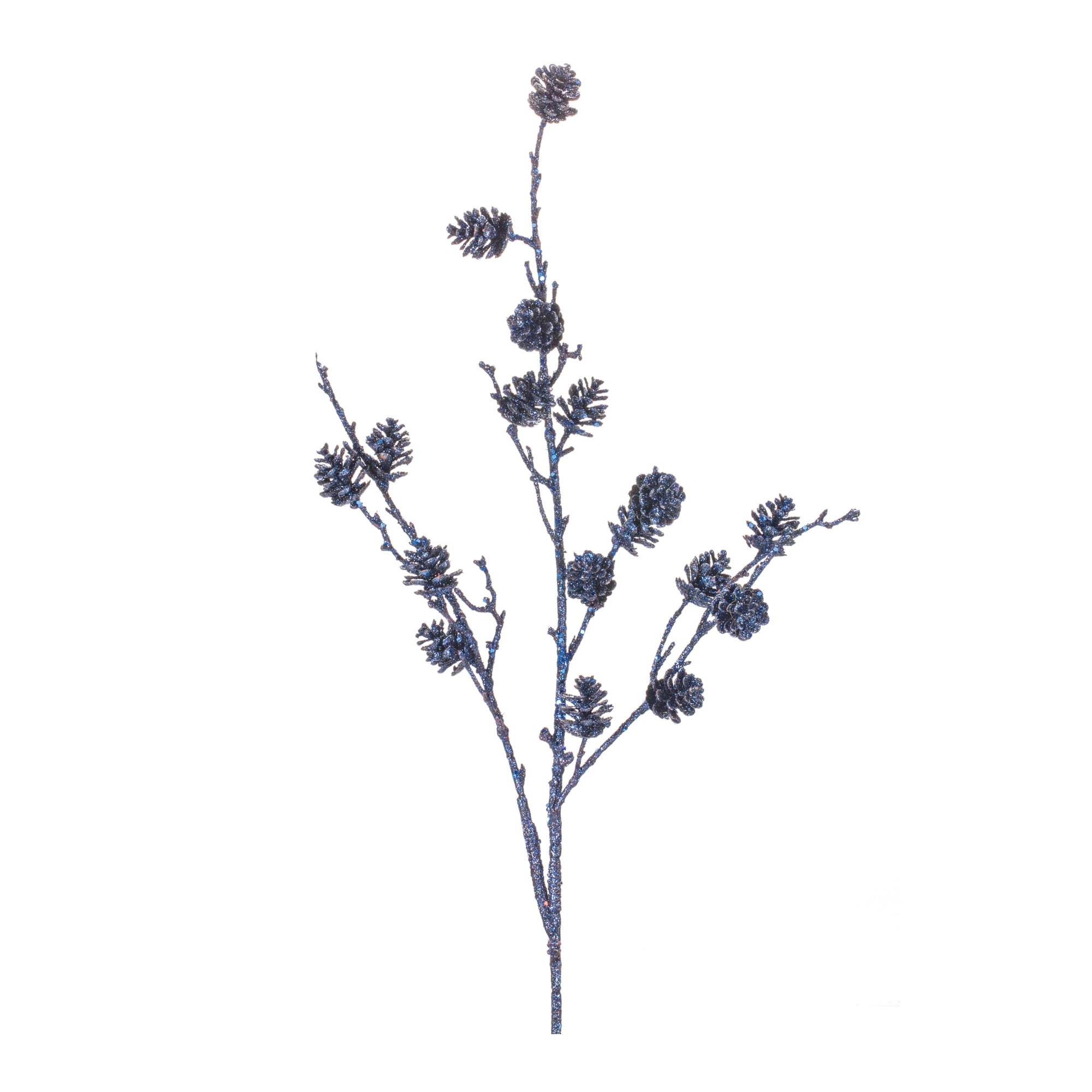 Blue and Silver Pine Cone Twig Spray Set of 6