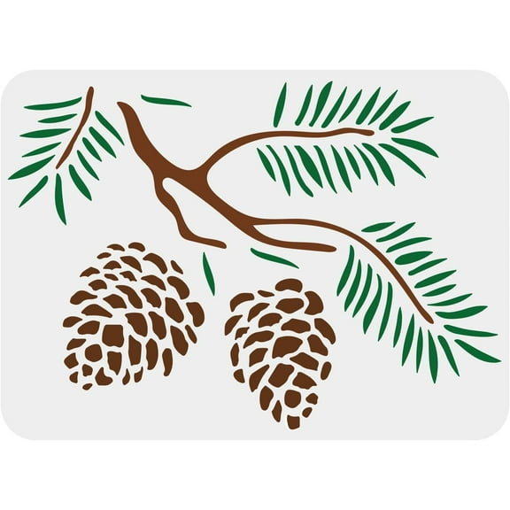 Pine Cone Stencil - 11.7x8.3 inch Plastic Pine Cone Pattern Stencils for Painting on Wood Floor Wall and Tile White DIY