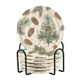 thumbnail image 1 of Pine Cone Trees 6 Pcs Drink Coasters with Holder Absorbent Coasters Woven Coasters for Drinks Table Desk Protection Home Decor, 1 of 7