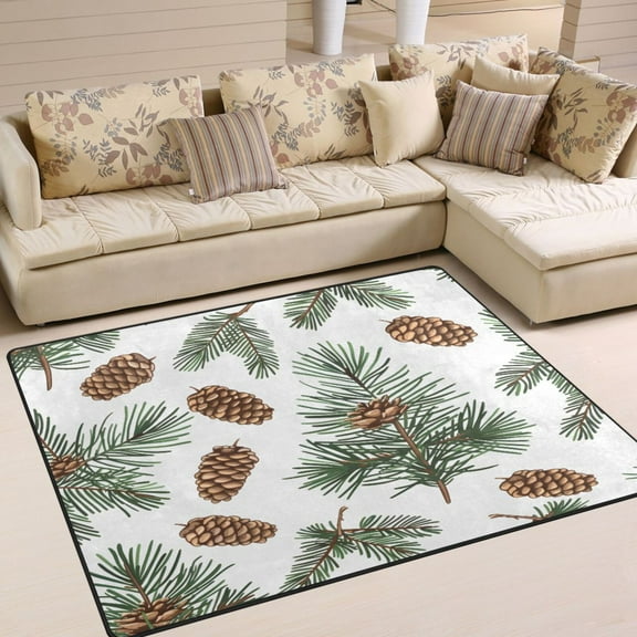 Pine Cone Trees Area Rug Washable 80 x 58 Floor Carpet Mat Non Slip for Bedroom Living Room Home Decor