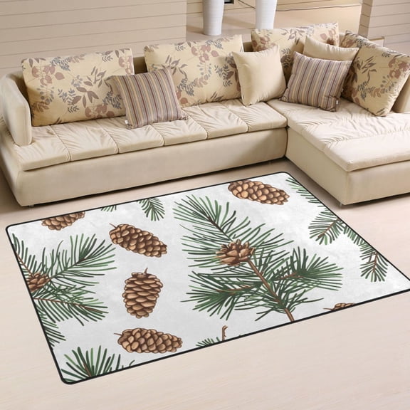 Pine Cone Trees Area Rug Washable Floor Carpet Mat 60 x 39 inch for Bedroom Living Room Kids Room Home Decor