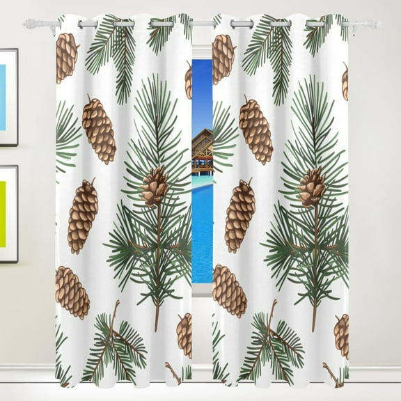 Pine Cone Trees Black Out Curtains 84 Inch Length for Bedroom Living Room Windows 2 Panels Set