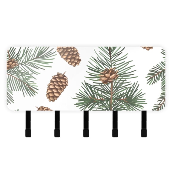 Pine Cone Trees Mail Holder Organizer Wall Mount with Shelf Key Holder Key Rack with 5 Key Hooks for Wall Decorative