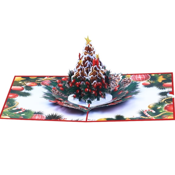 Pine Cones 3D Greeting Card with Envelope Elegant Christmas Theme Invitation Card Stylish Postcard for New Year Party