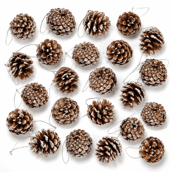 Pine Cones for Christmas Tree Snowflake Natural Pinecones Ornament with String Pendant Crafts for Xmas Party Home Decor Fall Winter Holiday Christmas Tree Decoration