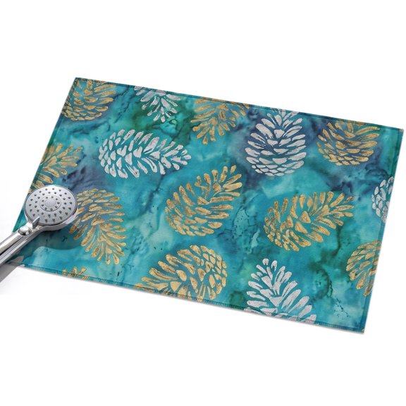 Pine Cones Entryway Rug 2x3ft Washable Non Slip Bathroom Rug Indoor Floor Front Door Mat Winter Forest Cabin Forest Green Pine Needles Rectangle Area Rugs Carpet for Kitchen Office Dining Room Home