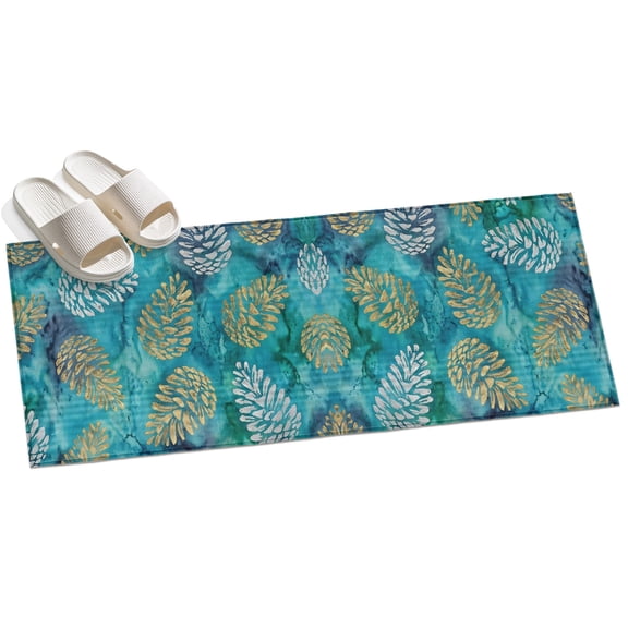 Pine Cones Hallway Runner Rug 2x6 Washable Non Slip Kitchen Runner Rug for Bedside Bathroom Winter Forest Cabin Forest Green Pine Needles Indoor Floor Carpet Area Rugs for Living Room Bedroom Office