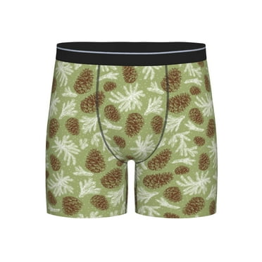 Pine Cones Pattern Mens Underwear Boxer Briefs Stretch Long Leg Underpants Small with Elastic Waistband