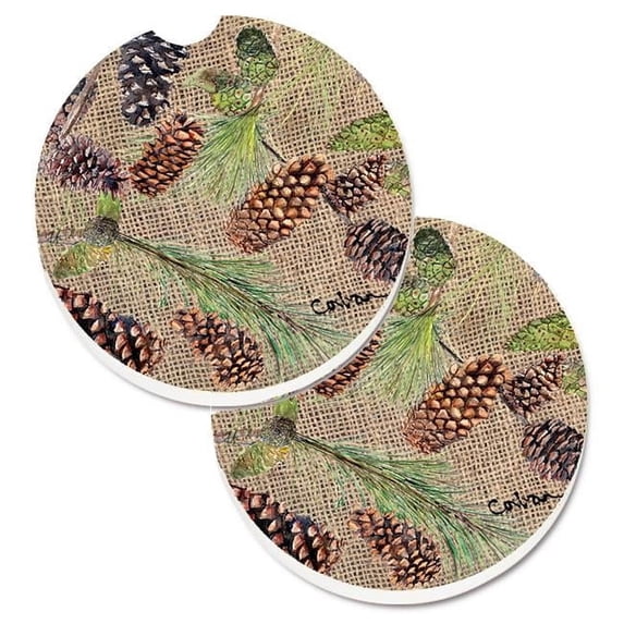 Pine Cones Set of 2 Cup Holder Car Coaster