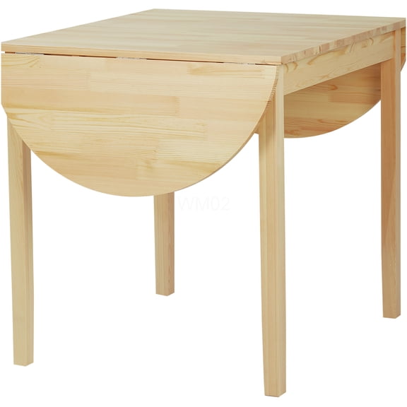 Pine Drop Leaf Kitchen Table, 55 Inch Expandable Folding Dining Table for Small Spaces, Natural Wood