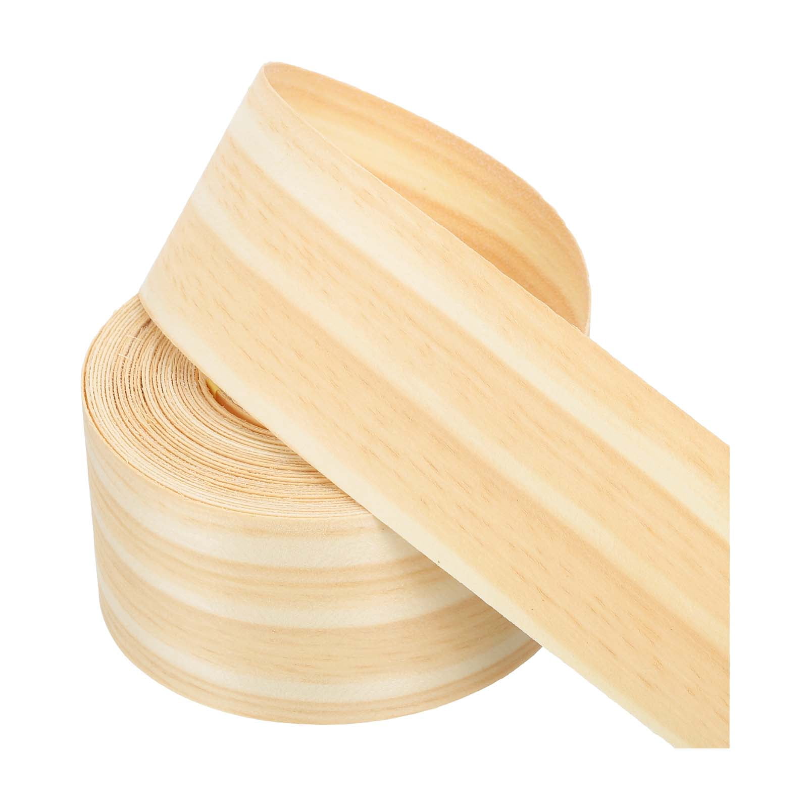 Uxcell Edge Banding, Wood Veneer Tape Pre-glued Flexible Plywood Edge Banding with Hot Melt Adhesive for Furniture Pine 2 Inch x 25 ft