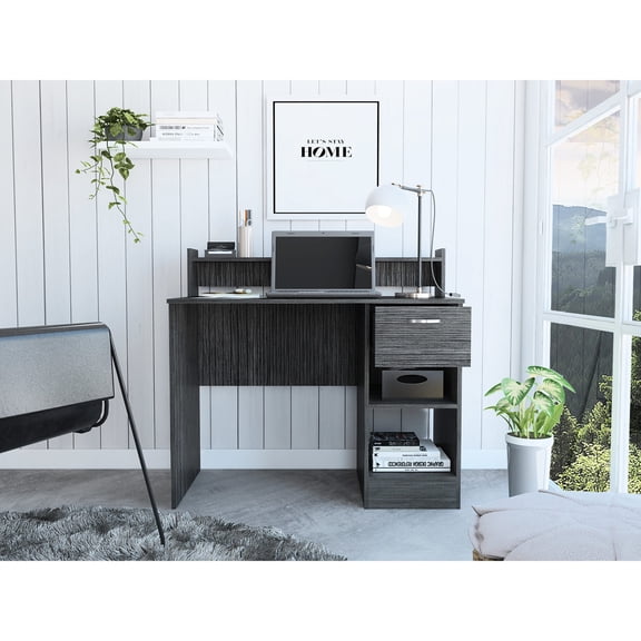 Pine - Filled Desk with Decor Cabinet / Enhances Office Aesthetics