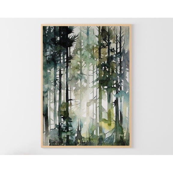 Pine Forest Art Poster: Giclee Landscape, Unframed Poster Size 16x24