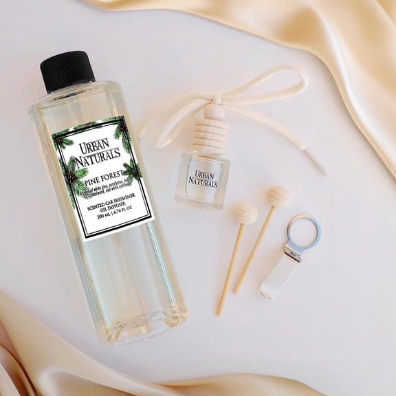 Pine Forest Car Air Freshener Kit - 25 Pack Essential Oil Diffusers with Vent Clips & Hanging Ropes - Aromatherapy Set for Cars, Homes, Gifts & Resale Business