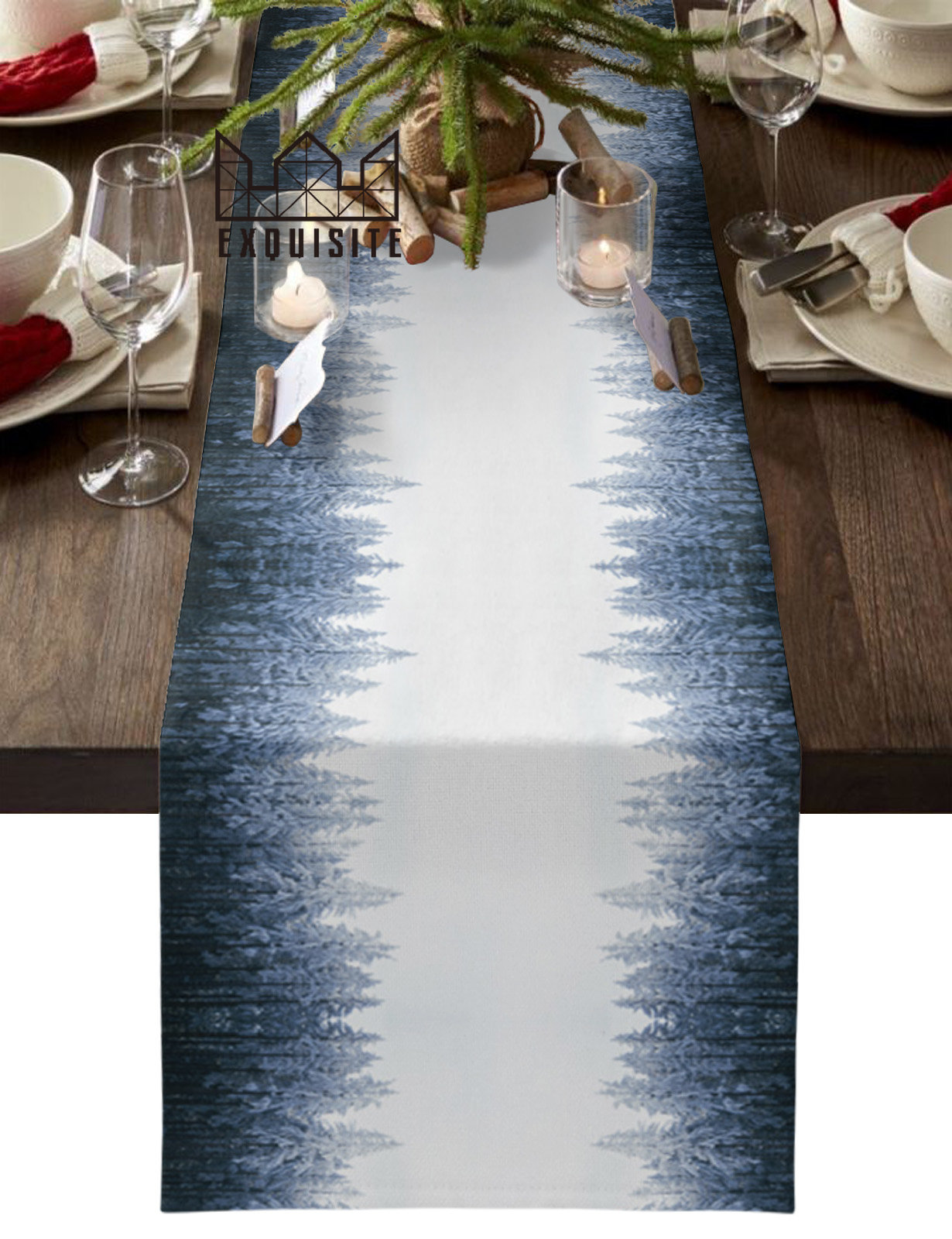 Pine Forest Gradient Snowflake Coffee Table Decor Home Decor Farmhouse ...