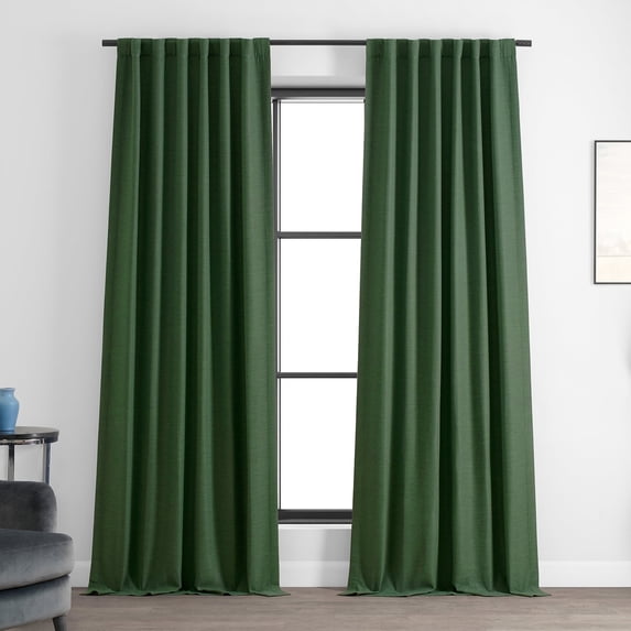 Half Price Drapes Pine Forest Green Bellino Textured Faux Linen Room Darkening Curtains For Bedroom & Living Room Curtains(1 Panel), Curtains 84 Inches Long, 50W X 84L