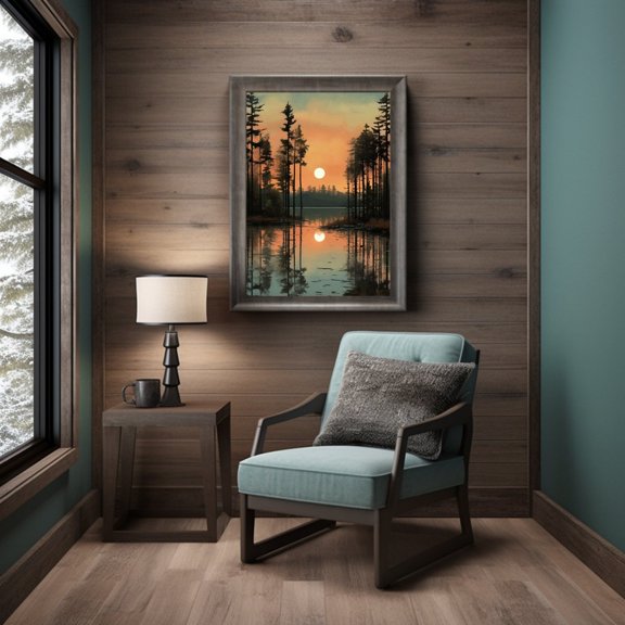 Pine Forest Lake Reflection Rustic Wall Decor Unframed Paper Print