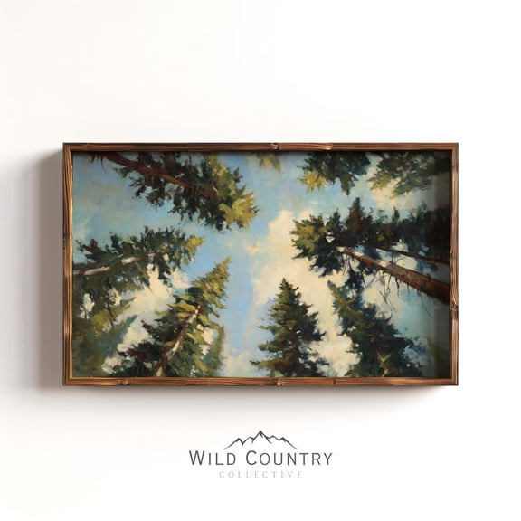 Pine Forest Painting Vintage Woodland Wall Art Nursery Decor Forest Abstract Art Print Pine Tree Painting Cabin Art Cottagecore Green Tree 12x18 UNFRAMED