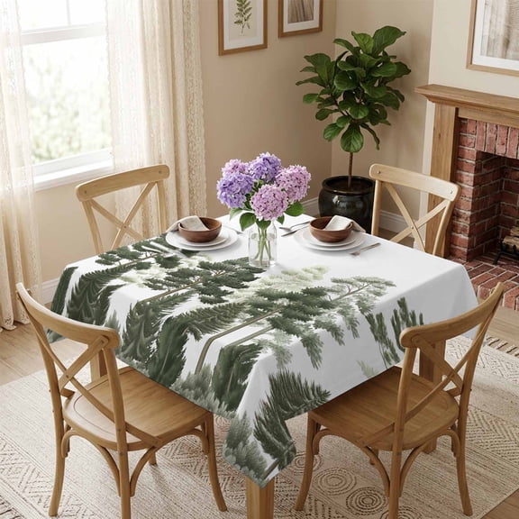 Pine Forest Square Tablecloth 54x54 Inch Plant Green Waterproof Polyester Tablecloth for Dining Table, Washable Table Cover for Kitchen Dining Room Wedding Decoration,Stain Resistant