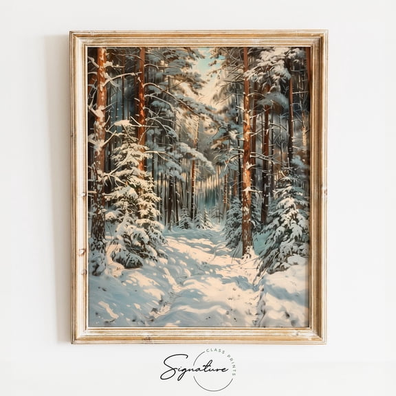 Pine Forest, Winter Woods, Snowy Nature Art, Rustic Forest Wall Decor, Winter Woodland Landscape Scene, 937 Unframed Paper Print