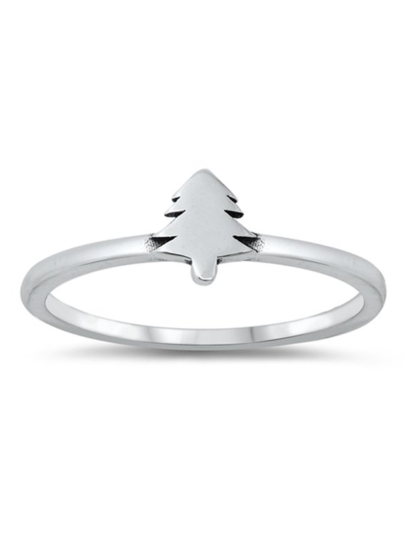 Pine Fur Christmas Tree Ring .925 Sterling Silver Band Jewelry Female Male Unisex Size 6