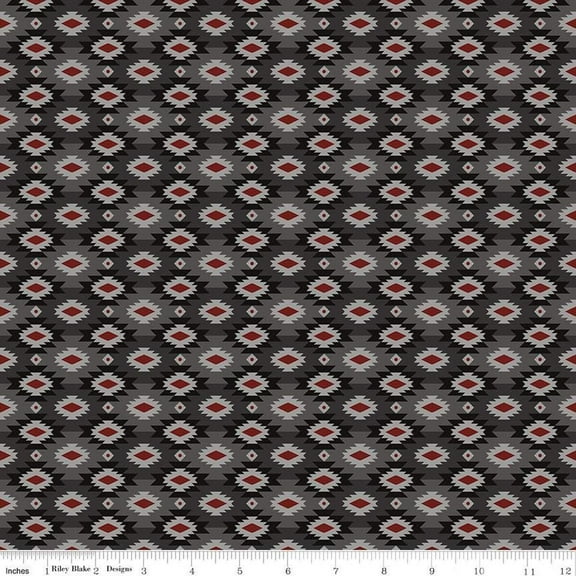 Pine Grove Geometric Gray Cotton Fabric (1 yard)