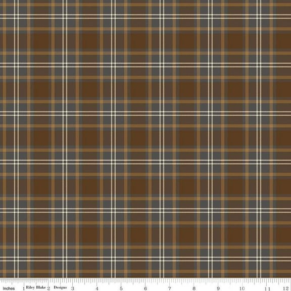 Pine Grove Plaid Brown Cotton Fabric (1 yard)