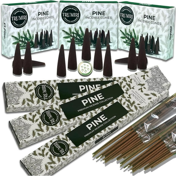 Pine Incense Sticks & Incense Cones Combo Pack - 60 Insence-Sticks + 30 Insence Cones - Inscense - Incense Cones Scented - Insents