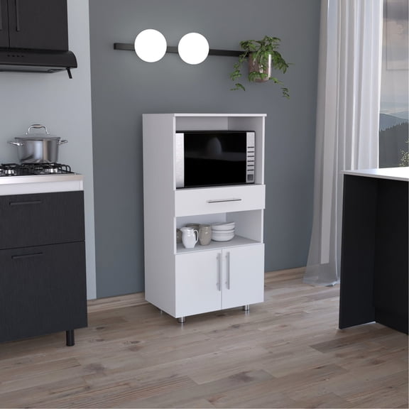 Pine Kitchen Pantry 48" High with Two Open Shelves for Keeping Kitchen Essentials Organized