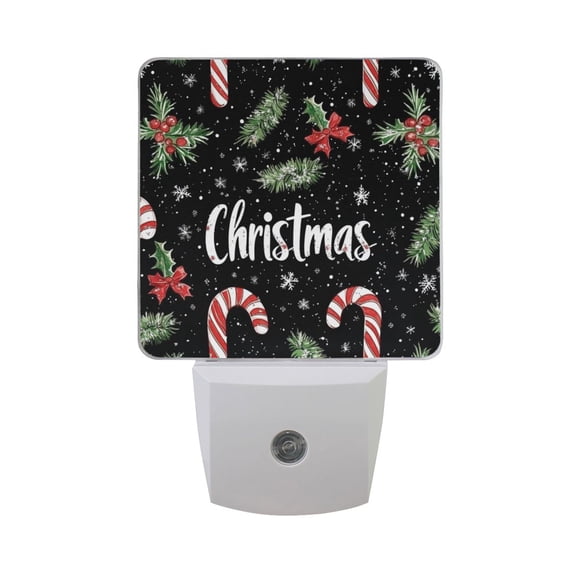 Pine Leaves Candy Canes Christmas Snowflakes LED Night Light with Smart Sensor Plug Into Wall Dusk to Dawn 2 packs