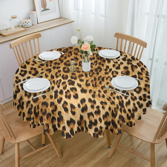 Pine Leaves Red Pine Cones Texture Tablecloths for Dining Table Waterproof Round Table Cover for Kitchen Living Room