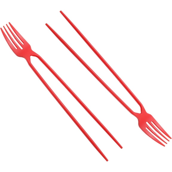 20 Pack 24cm/9.5inch Versatile Chopstick Fork Combo, Easy Dining Fork Chopsticks Asian Cuisine, Perfect for Beginners for Dining/All UsersRed