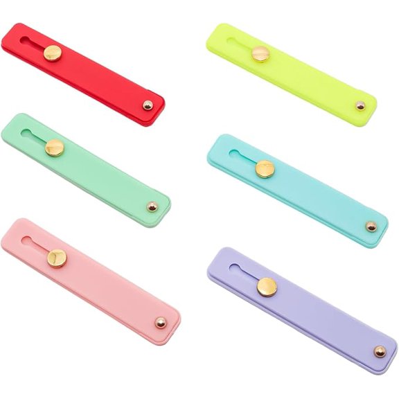 Pine & Linen 6pcs Telescopic Phone Grip Strap,Colorful Silicone Finger Loop Universal Holder,Strong Adhesive Loop Strap for Most Mobile Phones/Smartphone Users(Color B)