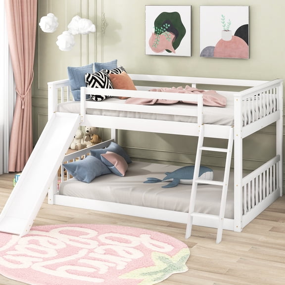 Pine & MDF Full Bunk Bed | Guardrails for Safety | Family Sleeping Solution