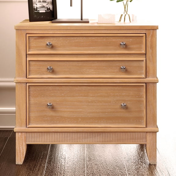 Pine & MDF Solid Wood / Three Drawers with Full Extension Glides / Easy Assembly for Handles & Legs