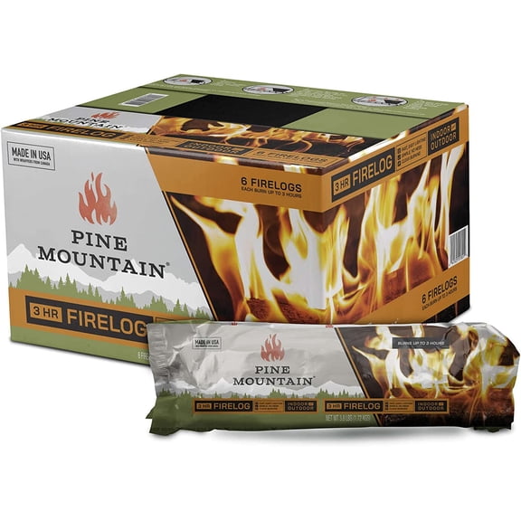 Pine Mountain 100% Natural Classic Firelog, 3-Hour Burn Time, 6 Logs, Green