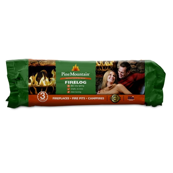 Pine Mountain 3-Hour Firelog, Easy Start Logs, 10.5" x 3", 1 Pack