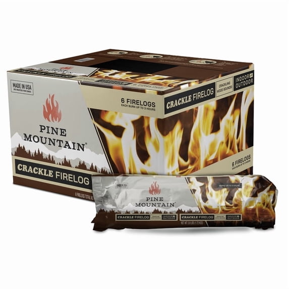 Pine Mountain 4152501321 3 Hour Crackling Fire Log, Pack - 6