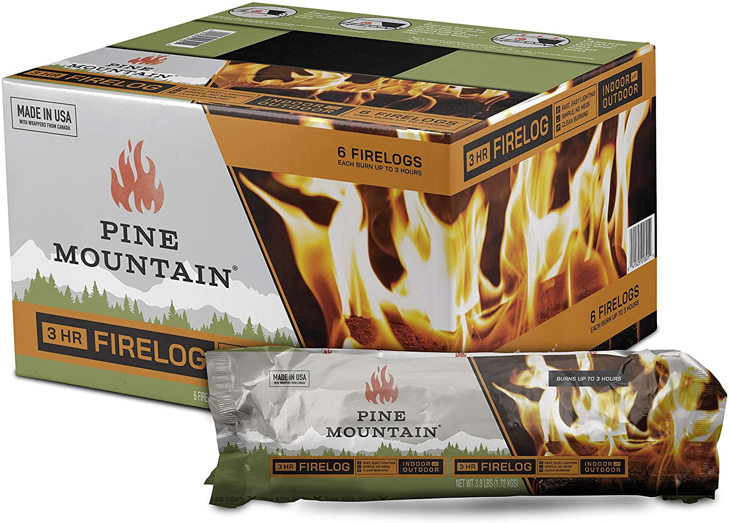Pine Mountain Classic Traditional 3-Hour, 6 Logs Long Burning Firelog for  Campfire, Fireplace, Fire Pit, Indoor and Outdoor Use, time, 6 Piece -  Walmart.com