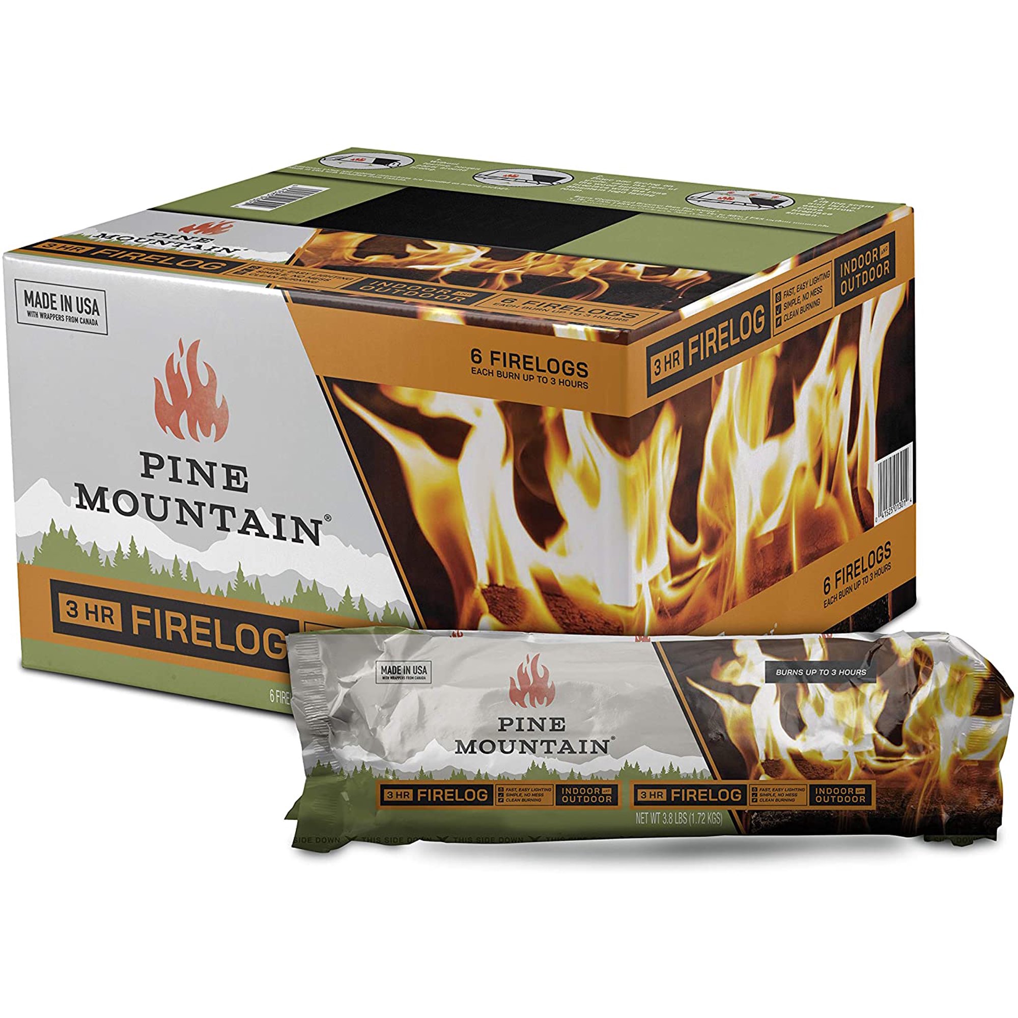 Pine Mountain Classic Traditional 3-Hour, 6 Logs Long Burning Firelog for  Campfire, Fireplace, Fire Pit, Indoor and Outdoor Use, time, 6 Piece -  Walmart.com